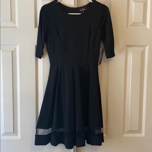 Black A-Line Dress with sheer bottom edge